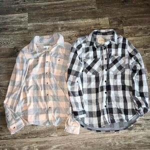Workshop Republic Clothing Plaid Button Down Shirts - Black and Pink